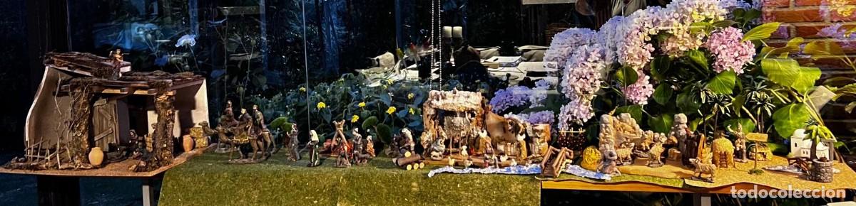 Figuras de Bel&eacute;n: Bel&eacute;n artesanal completo 23 figuras, 3 pesebres, animales, fuego iluminado y accesorios