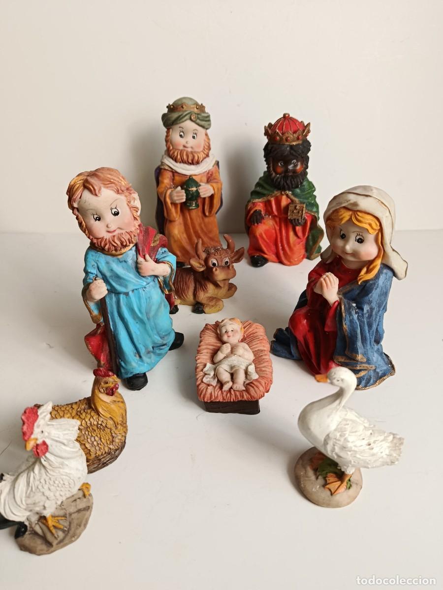 Figuras de Bel&eacute;n: 9 FIGURAS DEL PORTAL DEL BELEN. 17 cm BELEN INFANTIL