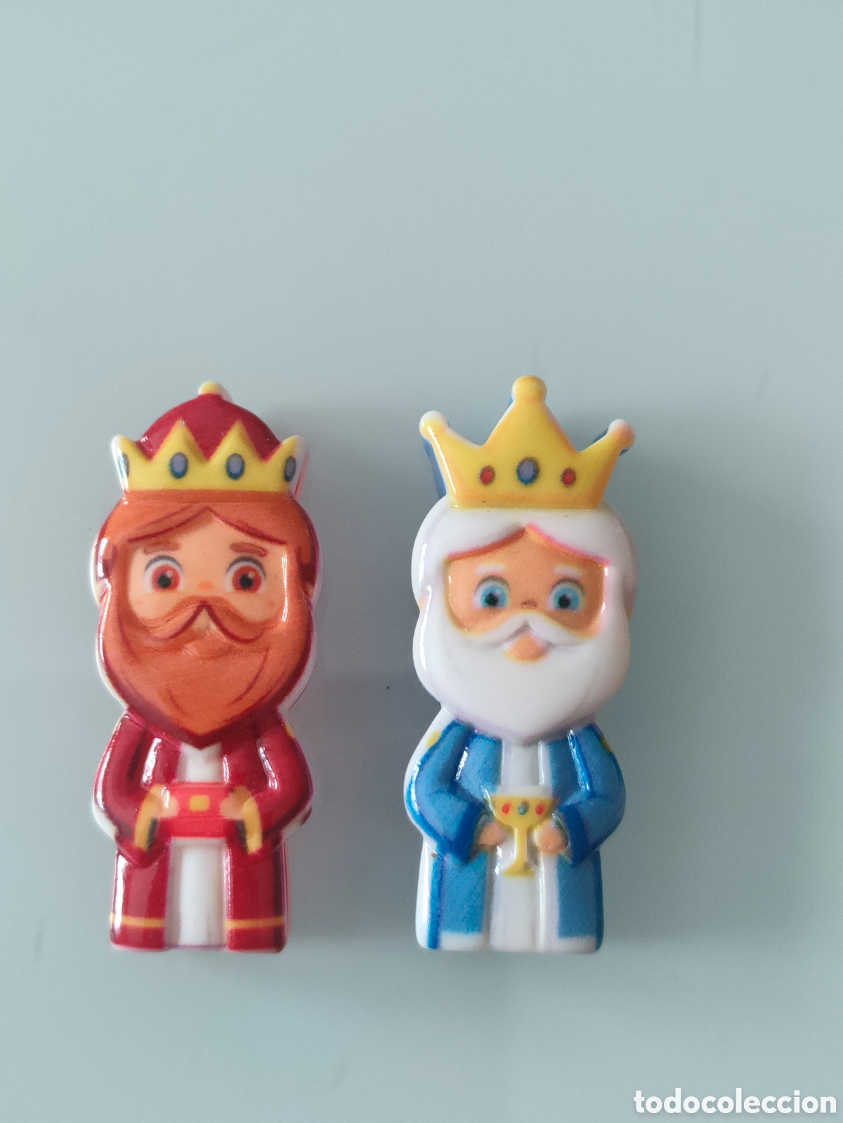 Figuras de Bel&eacute;n: Dos Reyes Magos del Rosc&oacute;n de Reyes de Mercadona. Gaspar y Melchor.