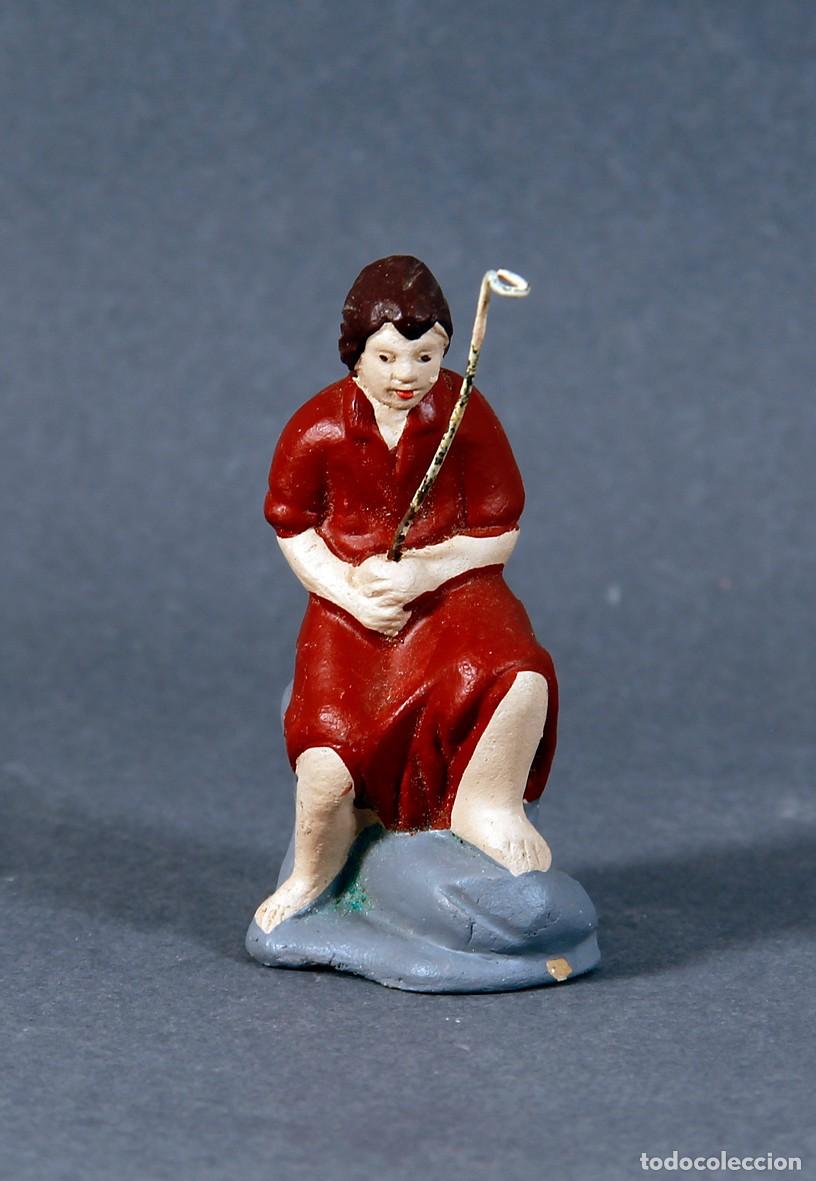 Figuras de Bel&eacute;n: FIGURA EN BARRO DE PESCADOR, PARA BEL&Eacute;N. ARTESAN&Iacute;A MURCIANA ABELL&Aacute;N. 7 CMS. DE ALTURA.