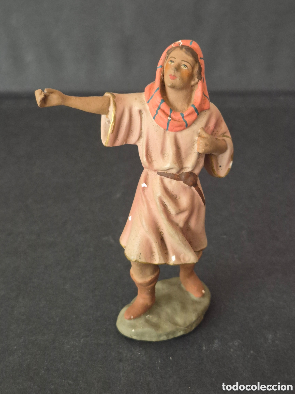 Figuras de Bel&eacute;n: Pastor estuco olot ? Pesebre ,belen. 13,5 cent.