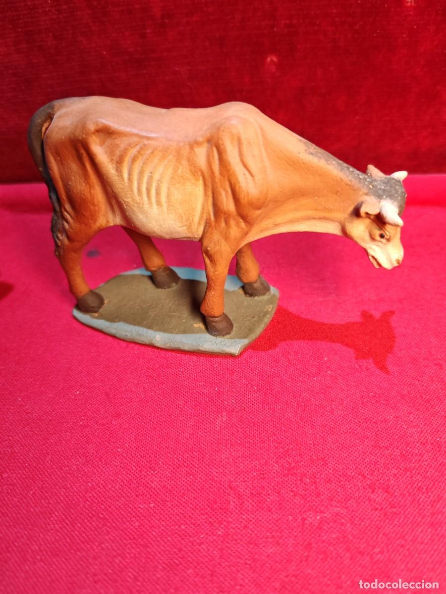 Figuras de Bel&eacute;n: figura bel&eacute;n antigua barro lienzado buey 11.5 cm x 8 cm x 4 cm muy buen estado !!