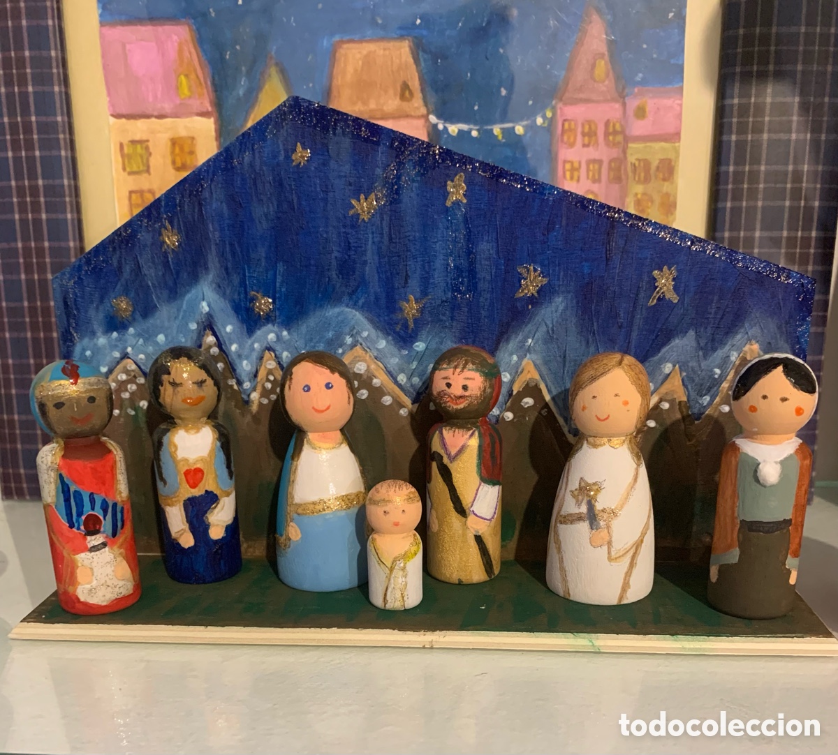 Figuras de Bel&eacute;n: Bel&eacute;n de madera pintado a mano