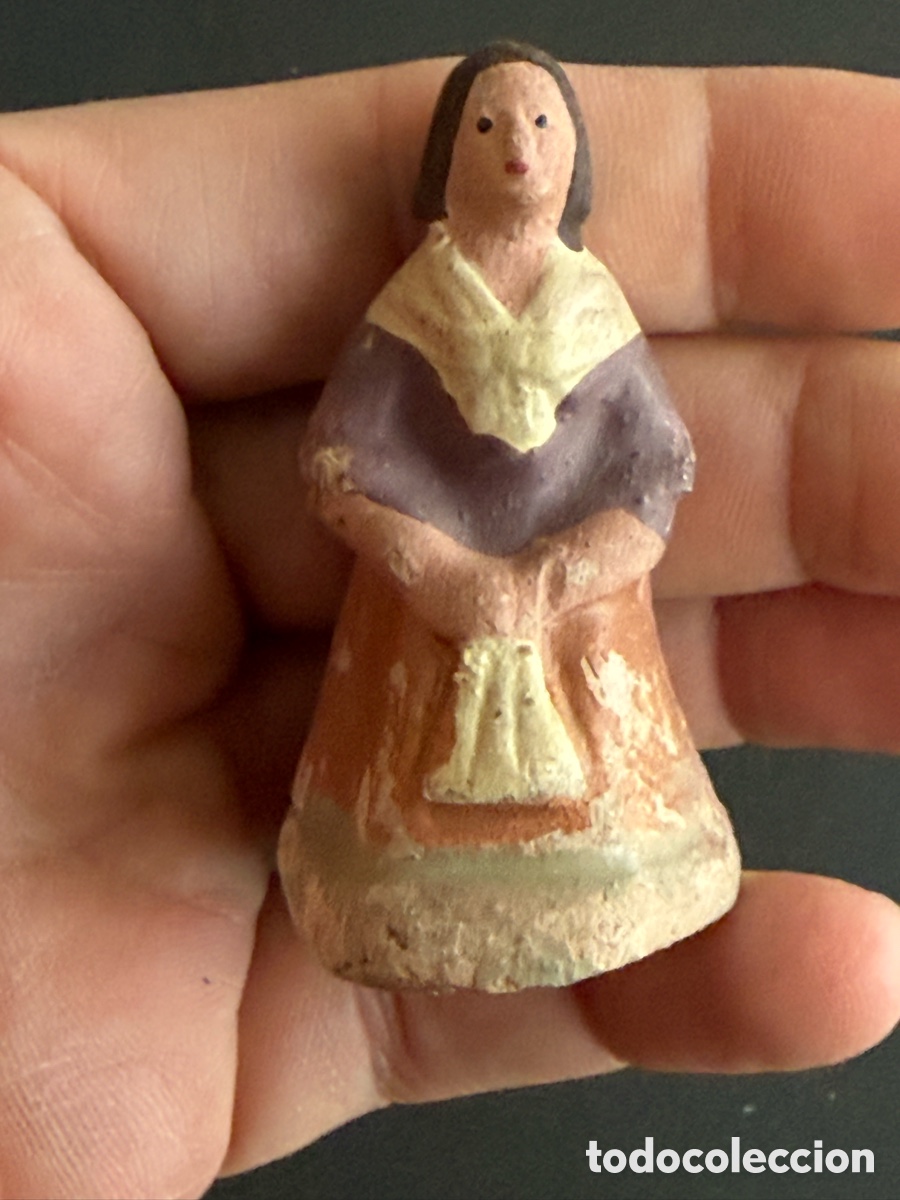 Figuras de Bel&eacute;n: Figura Belen. Barro. A&ntilde;os 50. LAVANDERA. 6 cm