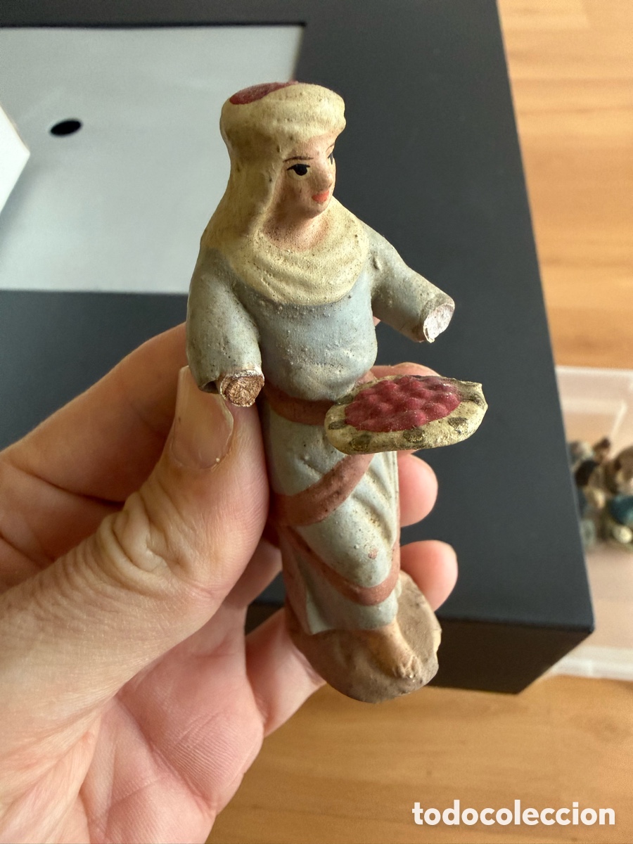 Figuras de Bel&eacute;n: Figura Belen. Barro. A&ntilde;os 50. 9 cm. Faltan brazos