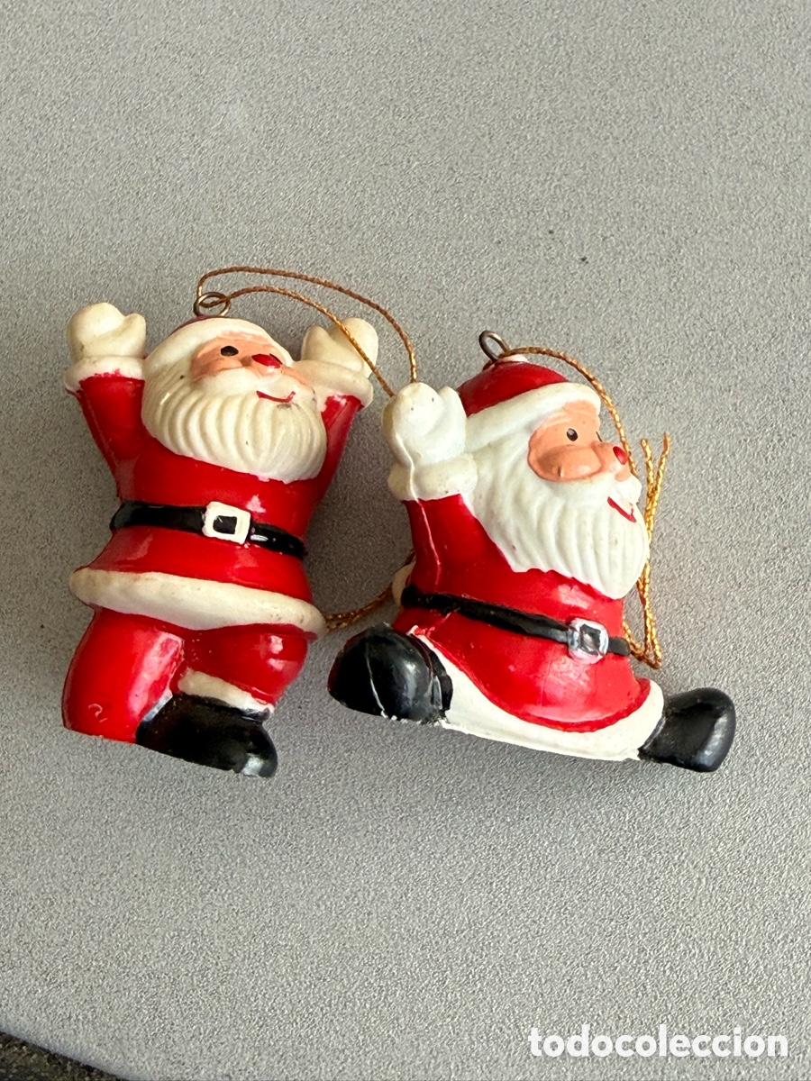 Figuras de Bel&eacute;n: 2x PAP&Aacute; NOEL. Antiguos Adornos &Aacute;rbol Navidad 4 cm