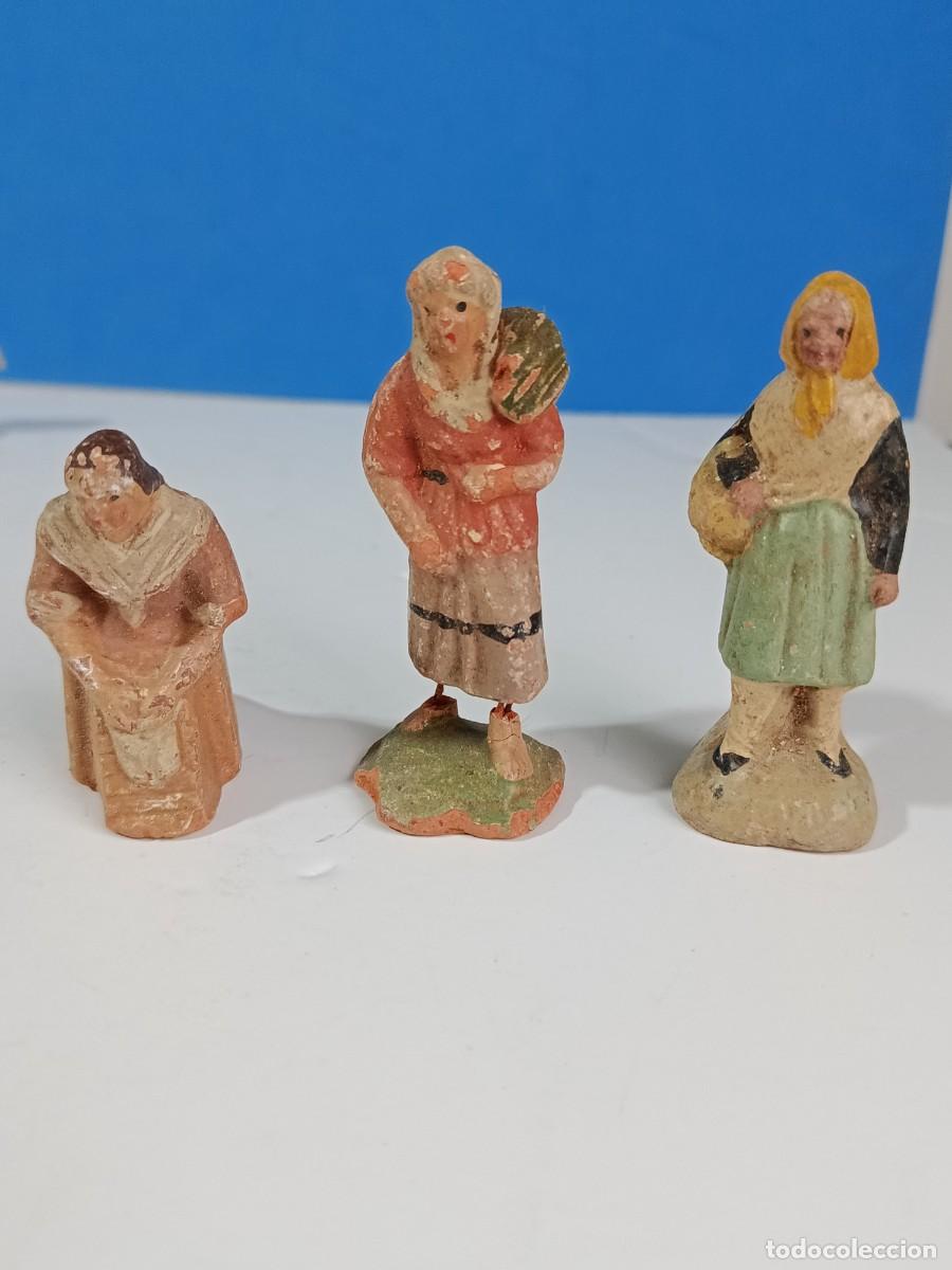 Figuras de Pres&eacute;pios: TRES FIGURAS MUY ANTIGUAS DE BARRO PARA BELEN.NAVIDAD