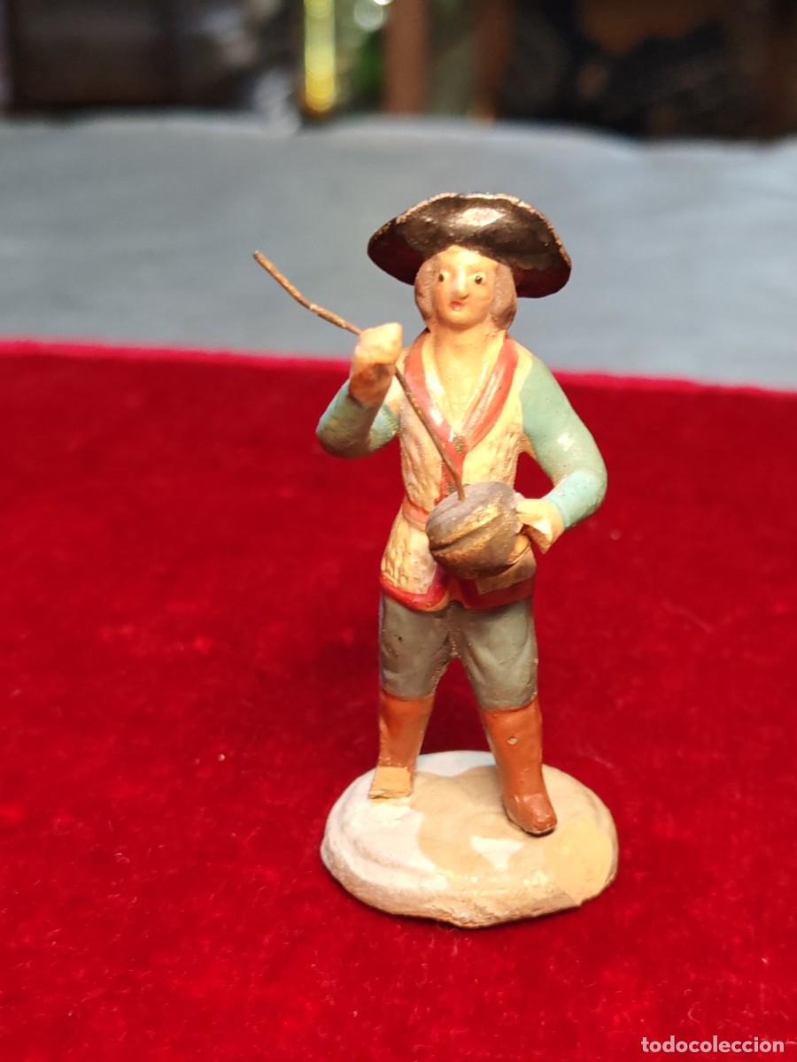 Figuras de Bel&eacute;n: figura bel&eacute;n antigua barro lienzado muy popular. tocando zambomba pie p restaurar 8 cm x 3 cm