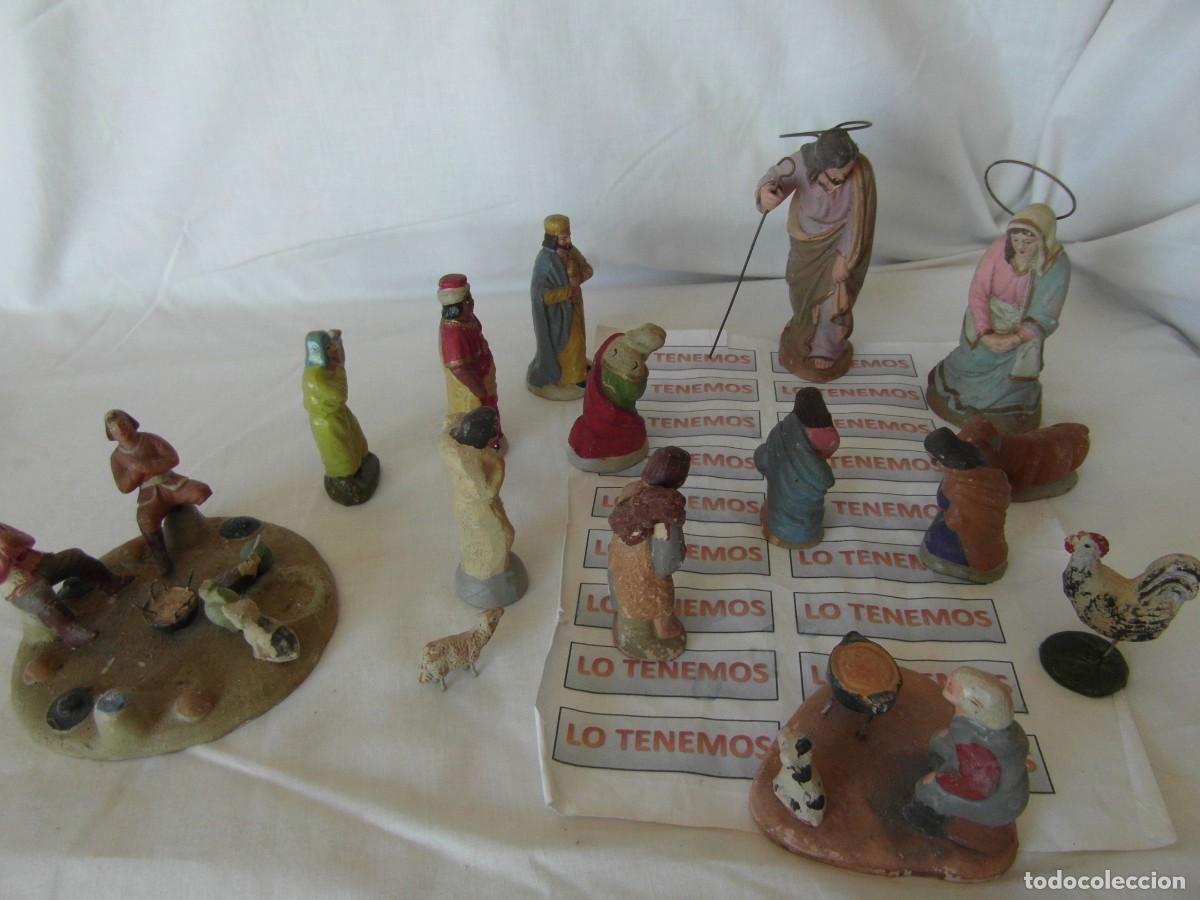 Figuras de Bel&eacute;n: Belen antiguo de barro pintado a mano de Franco Chac&oacute;n,figuras de 9 a 12cm,con sello de autenticidad