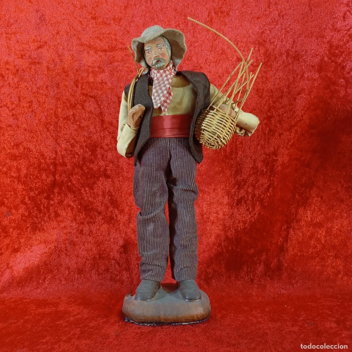 Figuras de Bel&eacute;n: FIGURA VINTAGE ARTESAL ARCILLA - SANTON, FIGURA TRADICIONAL DE B&Eacute;LEN - TELA Y ALAMBRE - 30 CM ALTO