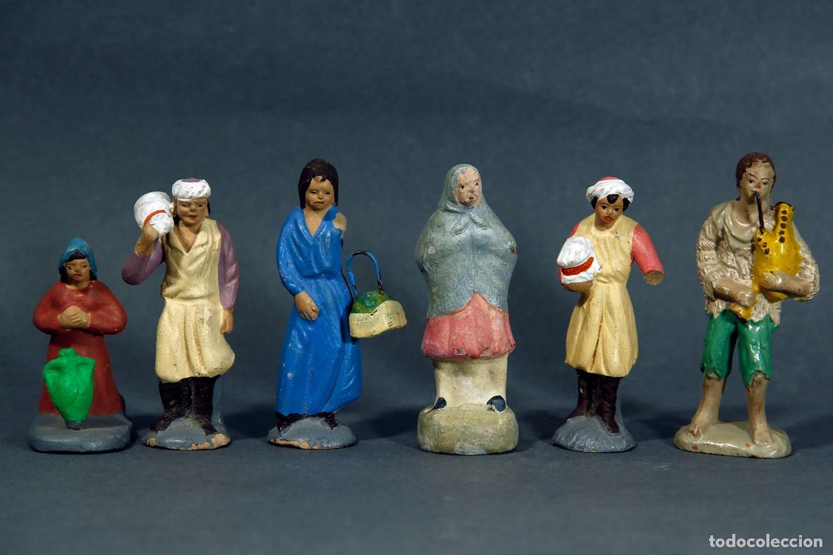 Figuras de Bel&eacute;n: LOTE DE 6 FIGURAS ANTIGUAS EN BARRO PARA BEL&Eacute;N. 8 CM. ALTURA APROX. BUEN ESTADO, SALVO 2 CON FALTAS.
