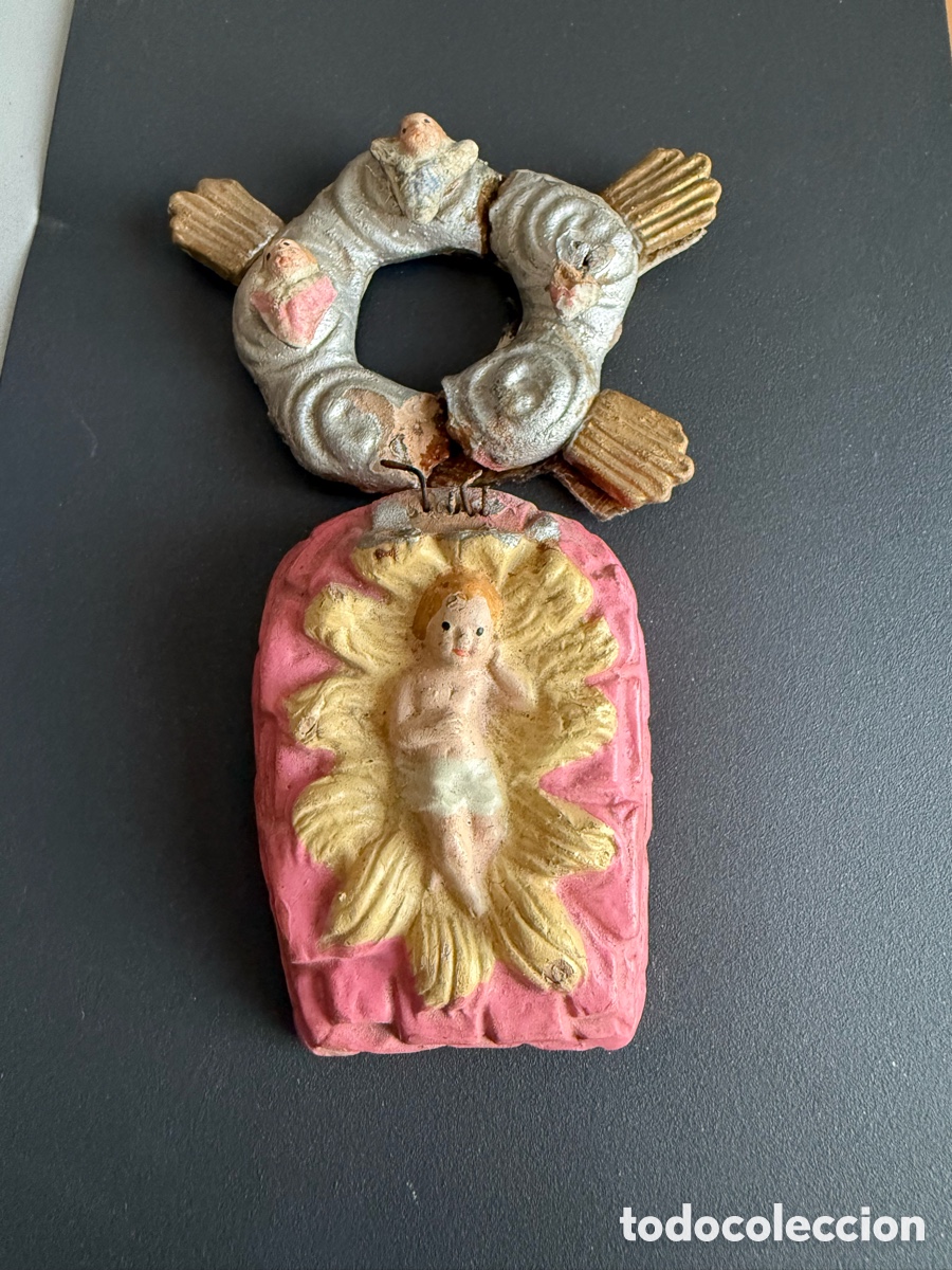 Figuras de Bel&eacute;n: NI&Ntilde;O JES&Uacute;S. PESEBRE. Y CORO QUERUBINES. BARRO