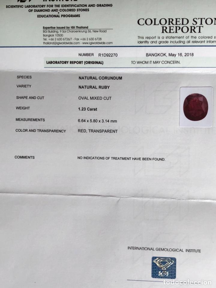 Coleccionismo de gemas: RUBY SIN TRATAMIENTO - CON IGI CERTIFICADO - 1.23 CT - Foto 4