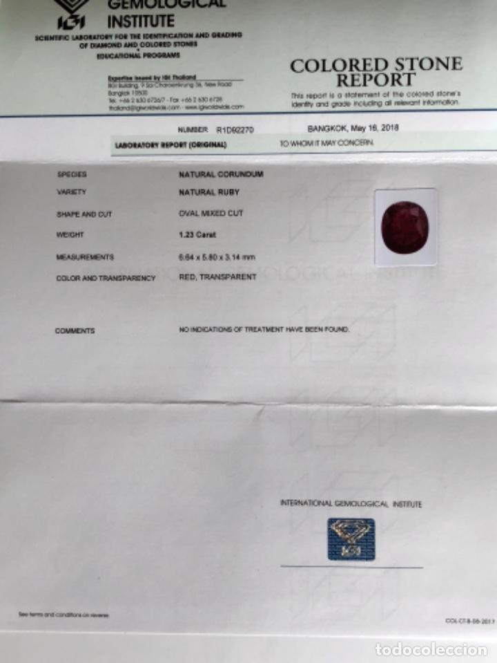 Coleccionismo de gemas: RUBY SIN TRATAMIENTO - CON IGI CERTIFICADO - 1.23 CT - Foto 8