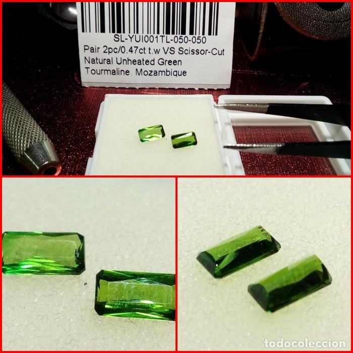 Coleccionismo de gemas: PAREJA TURMALINAS VS COLOR VERDE RECTANGULAR 0.47 CTS - Foto 1
