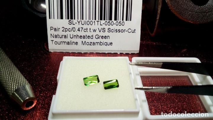 Coleccionismo de gemas: PAREJA TURMALINAS VS COLOR VERDE RECTANGULAR 0.47 CTS - Foto 2