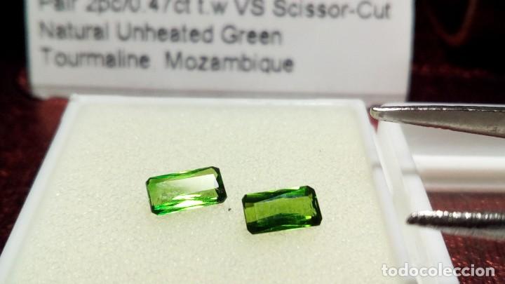Coleccionismo de gemas: PAREJA TURMALINAS VS COLOR VERDE RECTANGULAR 0.47 CTS - Foto 3