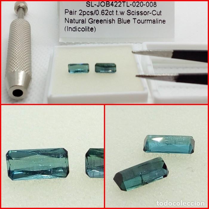 Coleccionismo de gemas: PAREJA TURMALINAS INDICOLITA RECTANGULAR 0.62 CTS - Foto 1