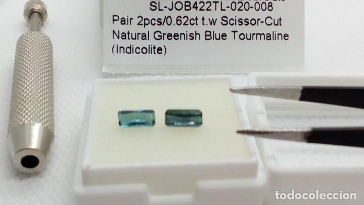 Coleccionismo de gemas: PAREJA TURMALINAS INDICOLITA RECTANGULAR 0.62 CTS - Foto 2
