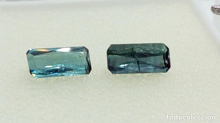 Coleccionismo de gemas: PAREJA TURMALINAS INDICOLITA RECTANGULAR 0.62 CTS - Foto 4