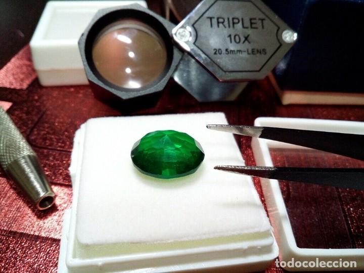 Coleccionismo de gemas: ESMERALDA CREADA EN TALLA IMPECABLE OVALADA 14.5 Ct. - Foto 3