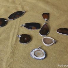 Collezionismo di gemme: CONJUNTO DE 9 LÁMINAS DE ÁGATA. ENGARCES DE PLATA. Lote 358574335
