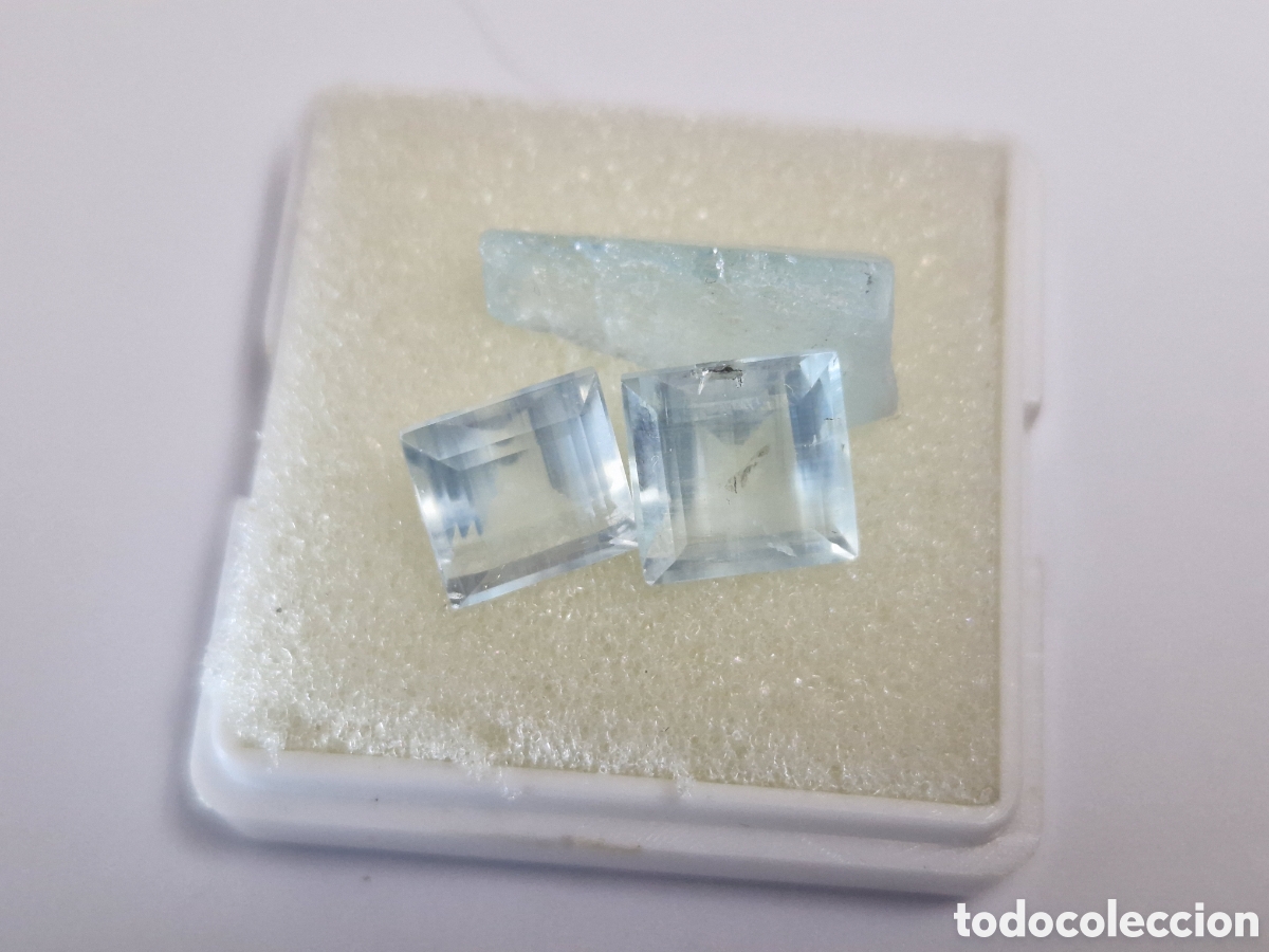 Colecionismo de pedras preciosas: 3 AGUAMARINAS NATURALES DE 15 CT AZUL CLARO