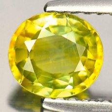 Coleccionismo de gemas: PRECIOSO ZAFIRO NATURAL MUY BRILLANTE AMARILLO VERDOSO CORTE OVALADO 0,98 CTS