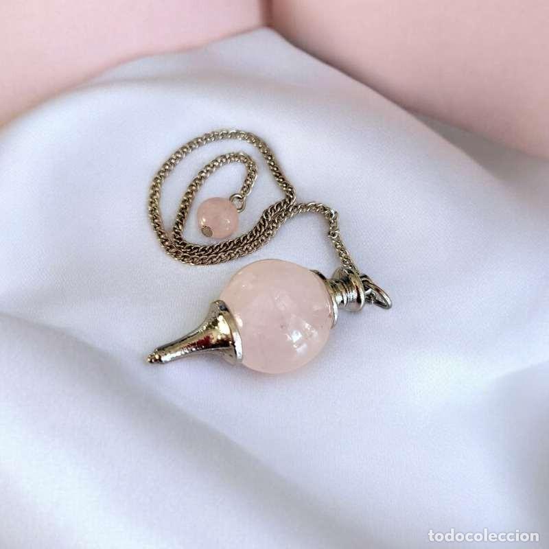 Coleccionismo de gemas: P&eacute;ndulo con Esfera de Cuarzo Rosa de 2cm - Foto 1