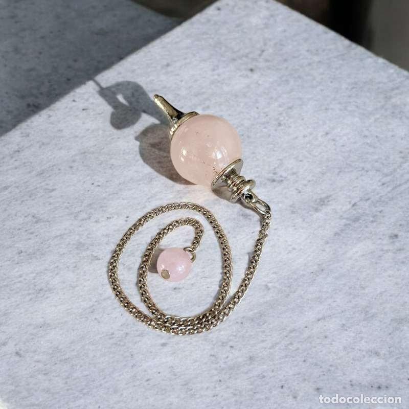 Coleccionismo de gemas: P&eacute;ndulo con Esfera de Cuarzo Rosa de 2cm - Foto 2