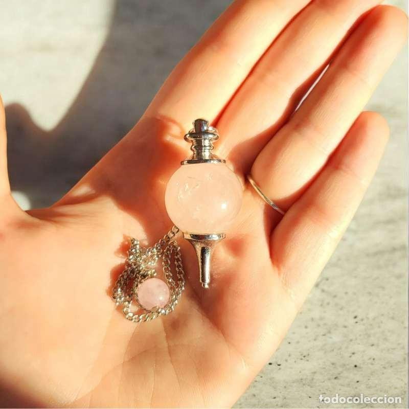Coleccionismo de gemas: P&eacute;ndulo con Esfera de Cuarzo Rosa de 2cm - Foto 3