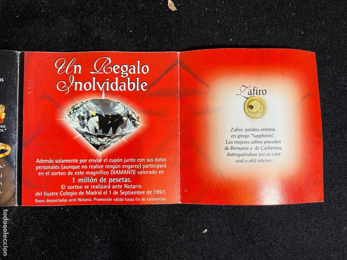 Coleccionismo de gemas: Zafiro Navidul Revilla a&ntilde;os 90 piedra zafiro incluida sorteo diamante 1 mill&oacute;n pesetas vintage colec