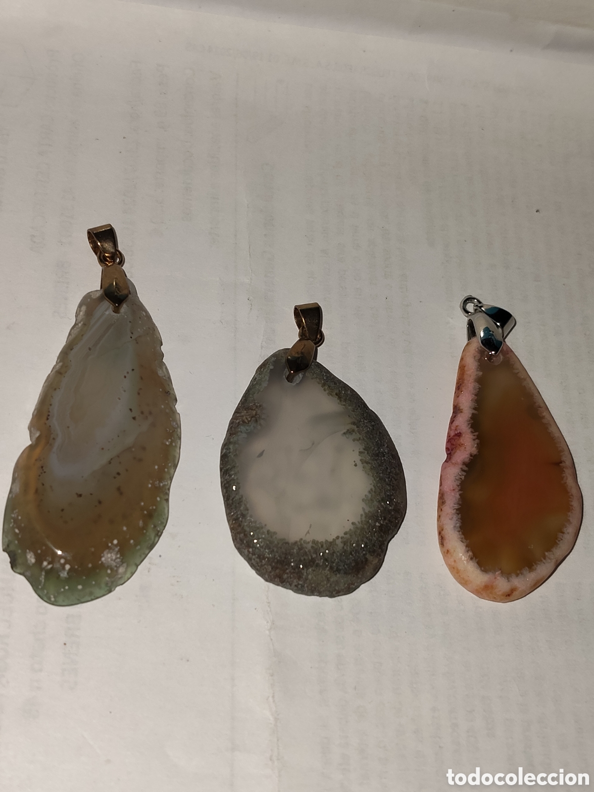 Coleccionismo de gemas: 3 Colgantes rebanadas de &Aacute;gata natural