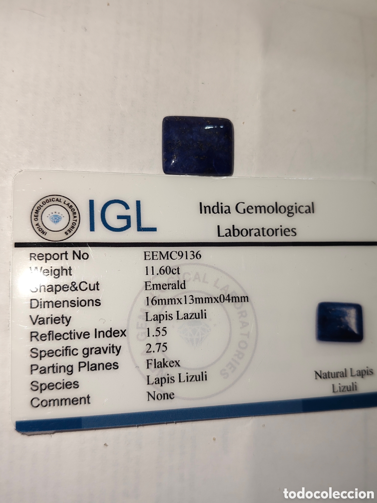 Coleccionismo de gemas: Lapis Lazuli natural de 11,60 Cts