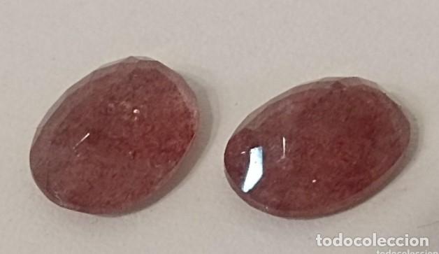 Coleccionismo de gemas: 2 PIEDRAS PRECIOSAS CUARZO FRESA NATURAL,PESAN EN TOTAL 12,39 CT.CON INCLUSIONES NATURALES