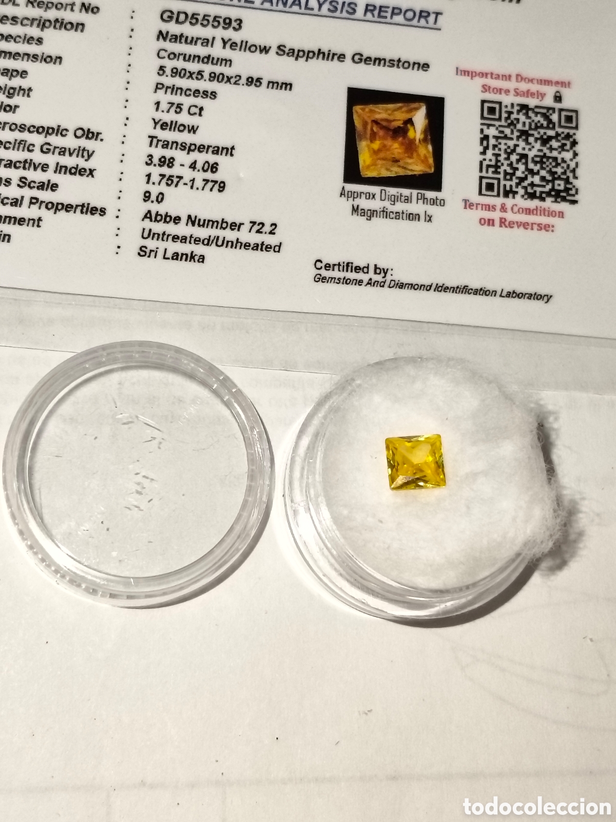 Coleccionismo de gemas: Zafiro natural amarillo de 1,75 Cts