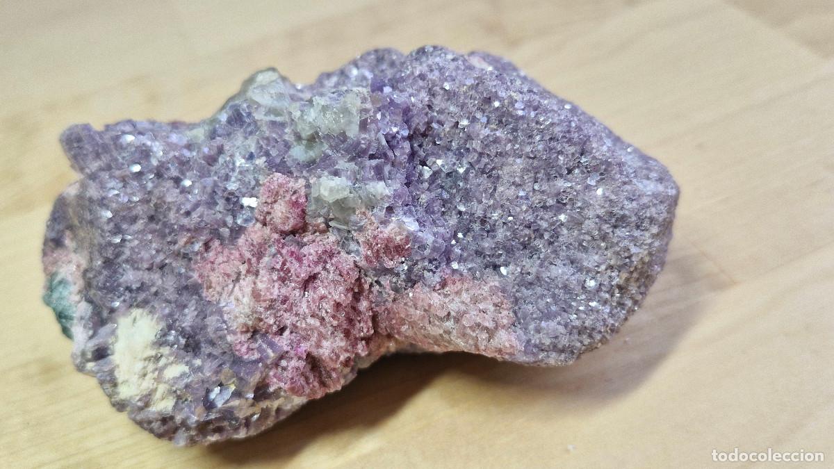 Coleccionismo de gemas: Lepidolita Mineral Litio con Turmalina Rosa, Calcita y Cuarzo Calidad AAA+