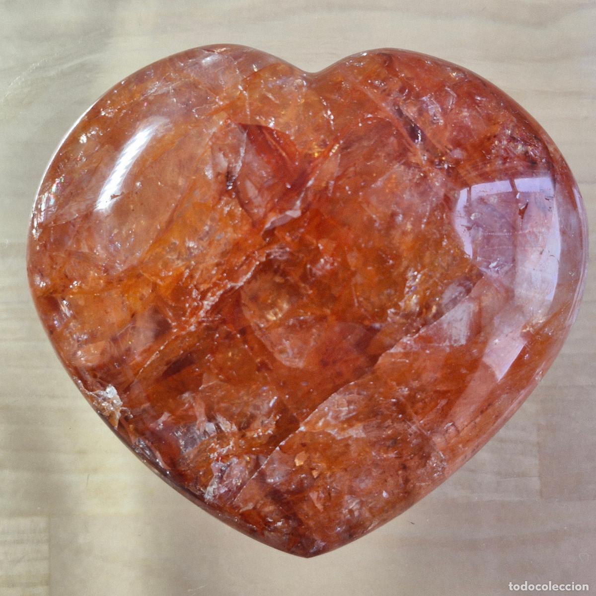 Coleccionismo de gemas: Espectacular Cuarzo de Fuego Hematoide Corazon Cristal Mineral Natural Calidad AAA+++