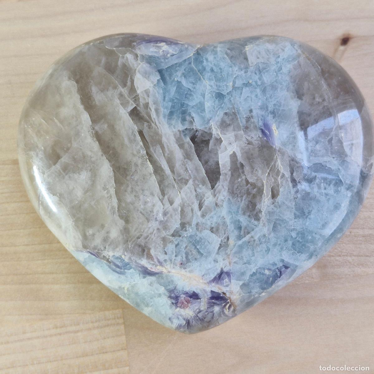 Coleccionismo de gemas: Gran Corazon de Piedra Unicornio con Turmalina Azul Cristal Raro de Coleccionista Calidad AAA+++