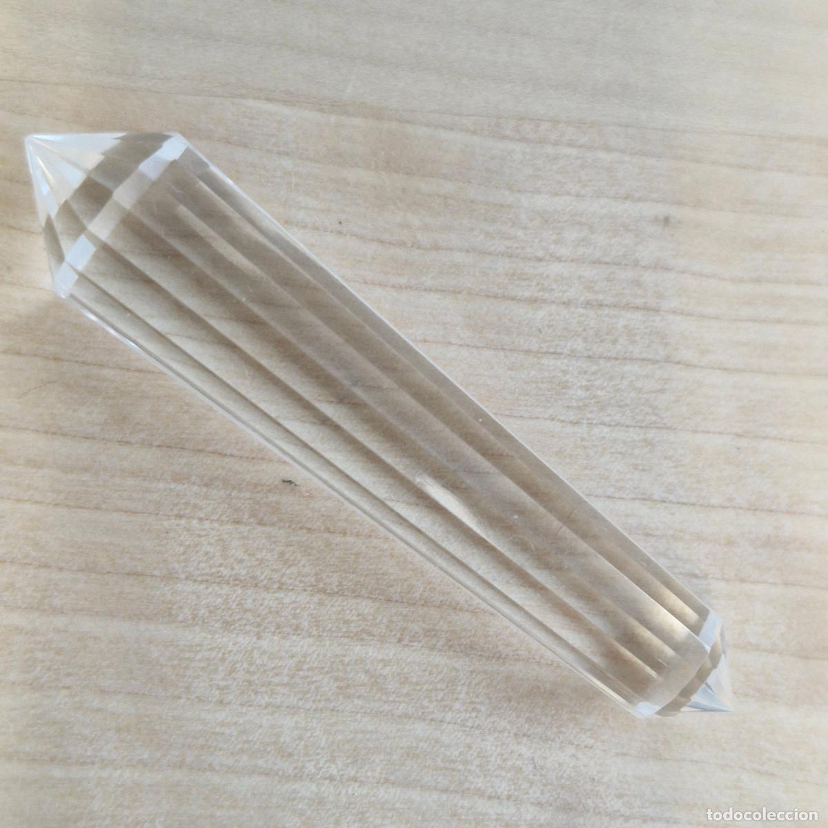 Coleccionismo de gemas: Punta de cristal de cuarzo natural biterminado transparente de 18 caras estilo Vogel Reiki