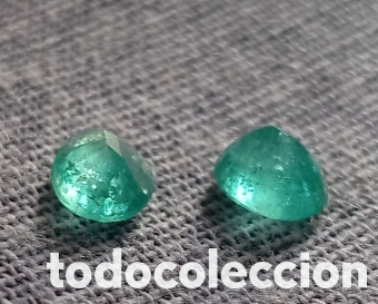 Collezionismo di gemme: Pareja Esmeraldas naturales Zambia 2,08ct Cert IGE