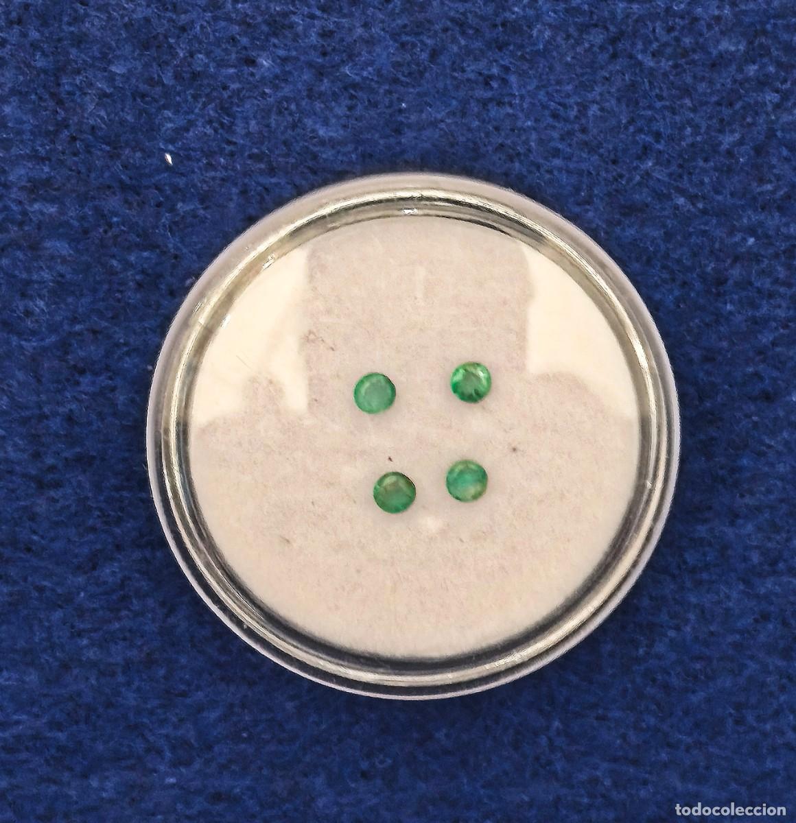 Collectionnisme de gemmes: 4 ESMERALDAS COLOMBIANAS TALLA BRILLANTE MED. 2,25 MM. PESO 0,23 CTS