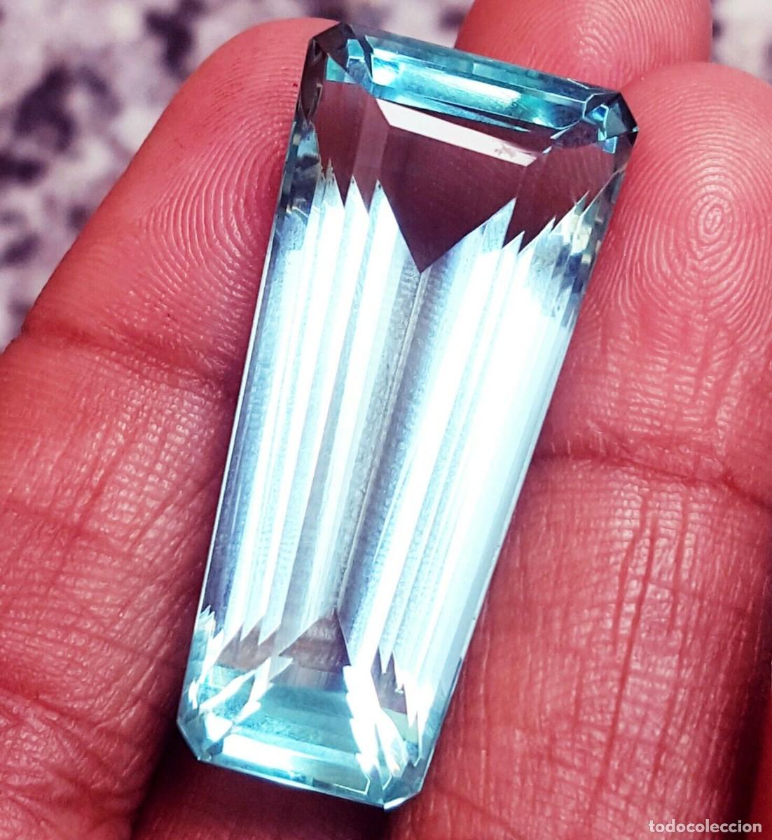 Coleccionismo de gemas: AGUAMARINA 48.65.CT + CERTIFICADO GGL 34.00.MM X 17.14.MM X 11.78.MM