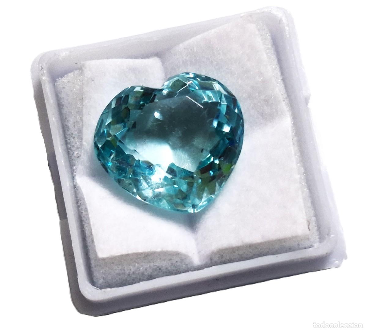 Coleccionismo de gemas: AGUAMARINA CORAZON DE 11.95.CT + CERTIFICADO GGL - 15.87.MM X 14.73.MM X 9.67.MM