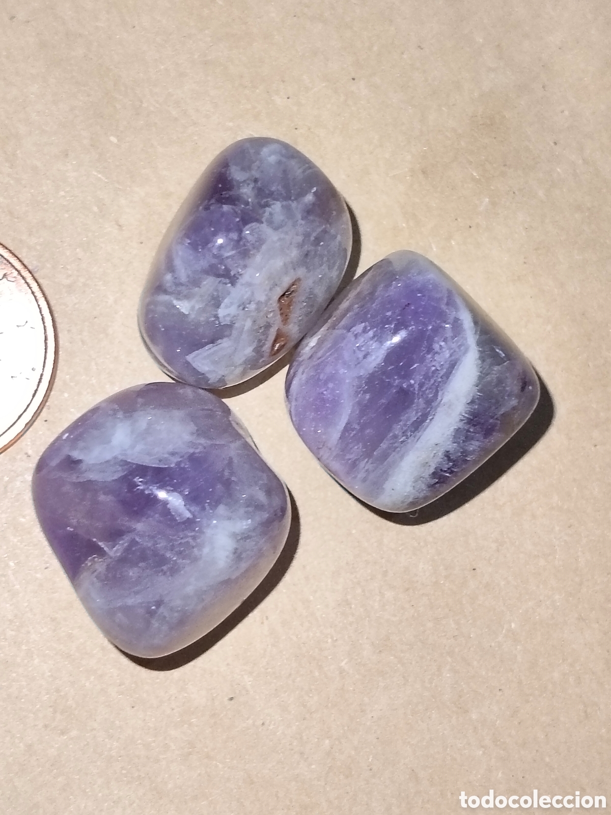 Coleccionismo de gemas: 3 piedras naturales de Amatista pulidas de 118,70 Cts