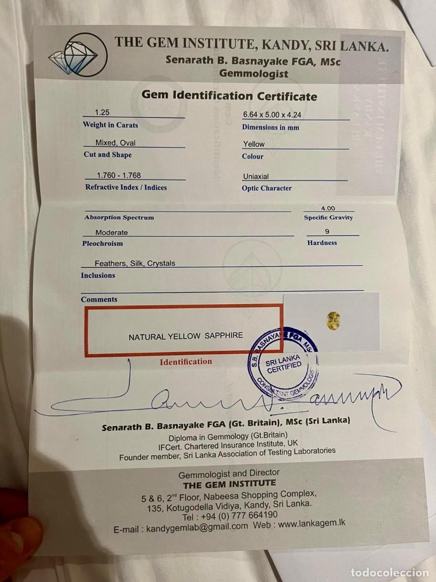 Coleccionismo de gemas: Zafiro Amarillo Natural (Ceylon) Sri Lanka &ndash; 1,25 ct - Gema mucho brillo y excelente juego de luz.