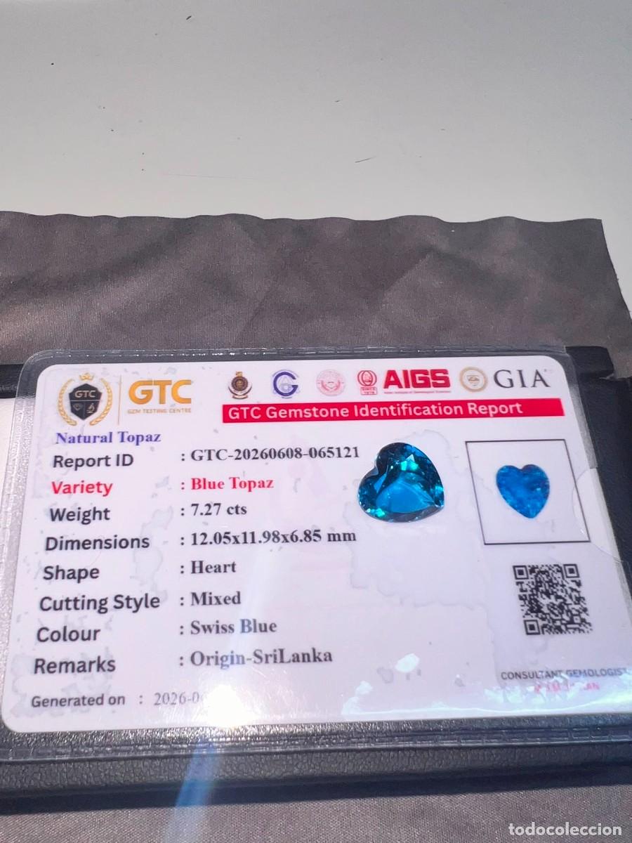 Coleccionismo de gemas: Topacio Azul Natural Swiss Blue &ndash; 7,27 ct - CON CERTIFICADO GEMOLOGICO