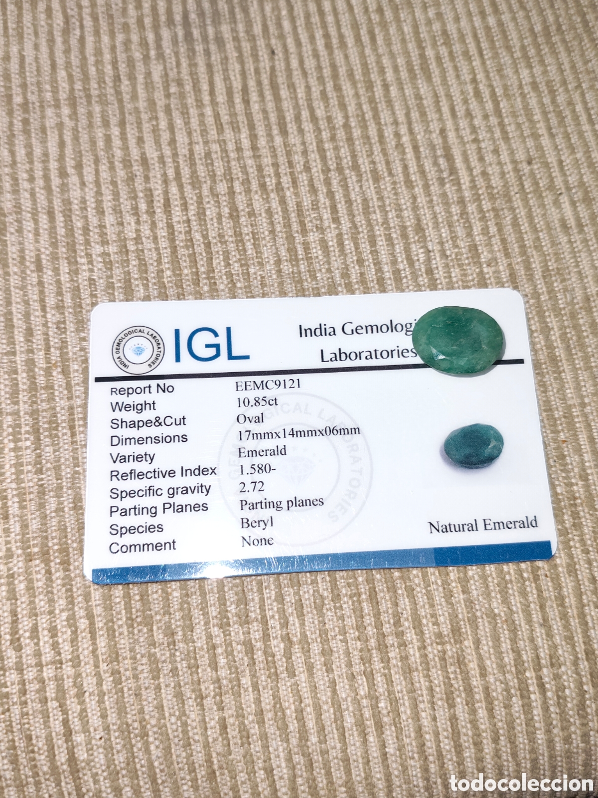 Coleccionismo de gemas: Esmeraldas natural de 10,85 Ct