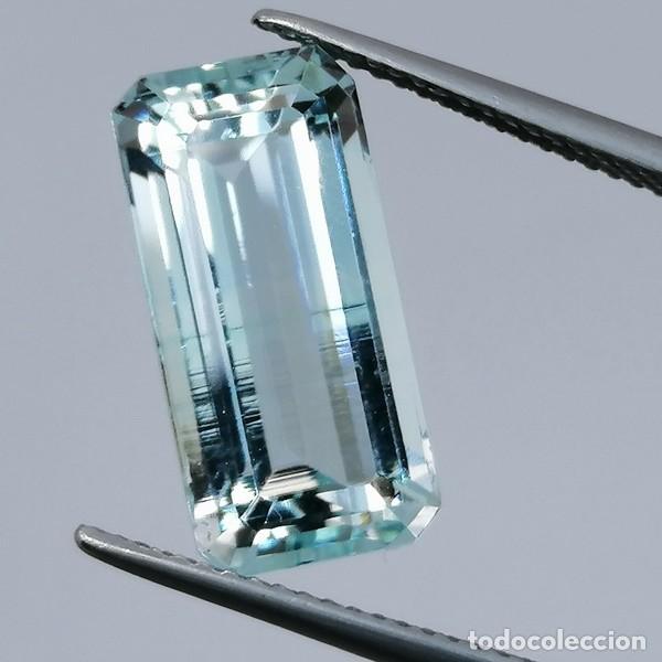 Coleccionismo de gemas: Aguamarina Natural 8.91 ct &middot; Talla Rectangular &middot; Certificado IGE Madrid &middot; Gema de Colecci&oacute;n/Joyer&iacute;a