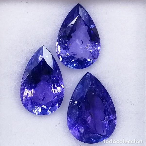 Coleccionismo de gemas: 3 Tanzanitas Naturales &middot; Peso Total 6.29 ct &middot; Certificado IGE &middot; Talla Pera &middot; Colecci&oacute;n / Joyer&iacute;a